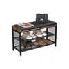 Industrial Shoe Rack Bench with Cushion Top